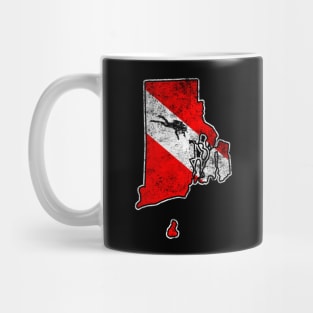 Rhode Island Dive Flag Scuba Diving State Map Dive Flag Distressed Mug